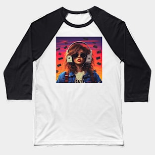 Music Lover Vaporwave Girl Baseball T-Shirt